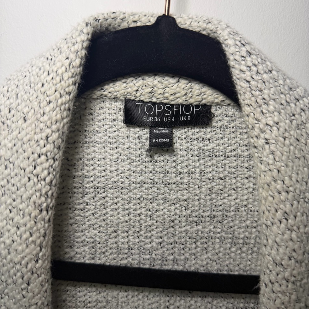 Topshop Women Grey salt pepper Textured Knit Blazer Cardigan Jacket Size US 4 - Picture 4 of 9